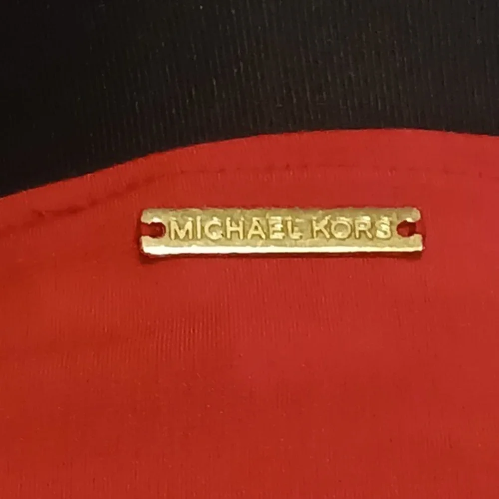 Michael Kors Red Blouse Top Gold Grommet V Neck‎ Long Sleeve Ruffle Cuff small